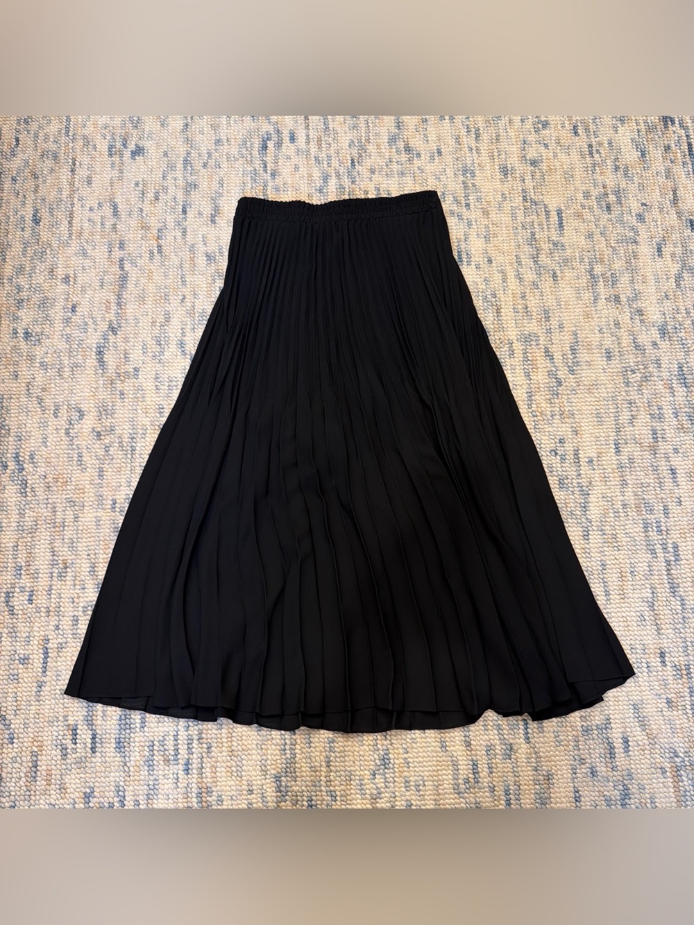 Black Pleated Chiffon Midi Skirt